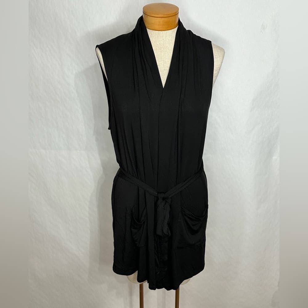 NWT MICHAEL Michael Kors Black Sleeveless Tie Waist Romper Pockets Size Large - Thumbnail 3