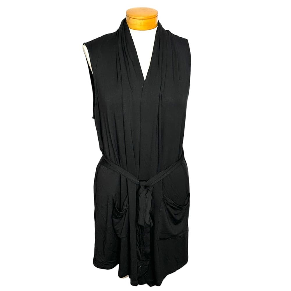 NWT MICHAEL Michael Kors Black Sleeveless Tie Waist Romper Pockets Size Large - Thumbnail 2