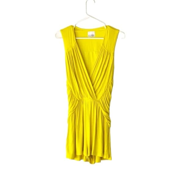 Kardashians for Bebe Collection Neon Yellow Romper | Sleeveless | Deep V Plunge - Thumbnail 15