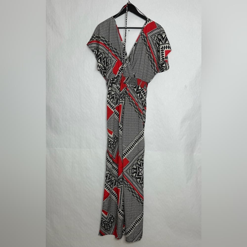 Forever 21 Geometric Print Jumpsuit Boho Statement Retro Resort Vacation Medium - Thumbnail 3