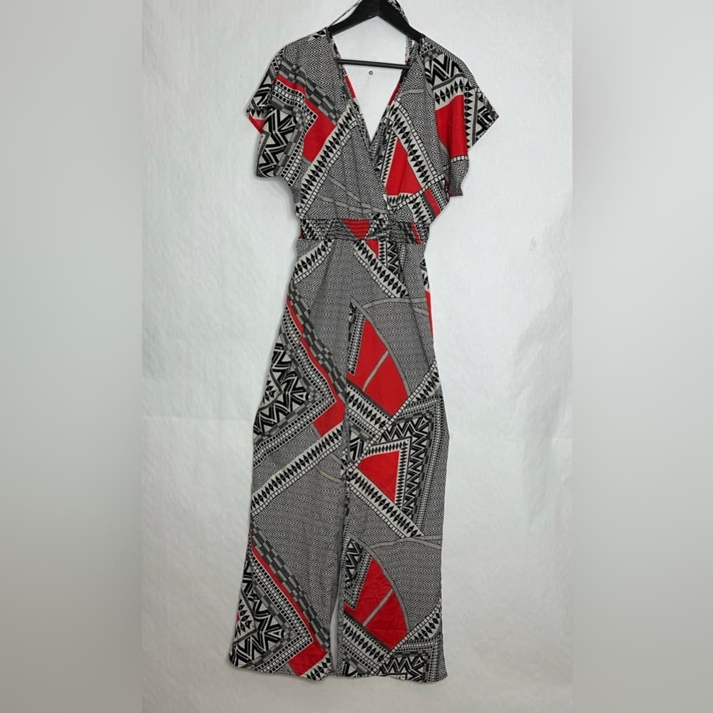 Forever 21 Geometric Print Jumpsuit Boho Statement Retro Resort Vacation Medium - Thumbnail 2