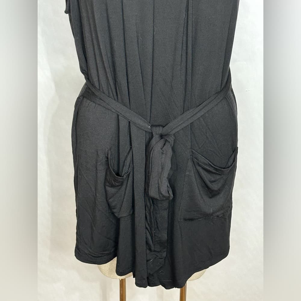 NWT MICHAEL Michael Kors Black Sleeveless Tie Waist Romper Pockets Size Large - Thumbnail 4