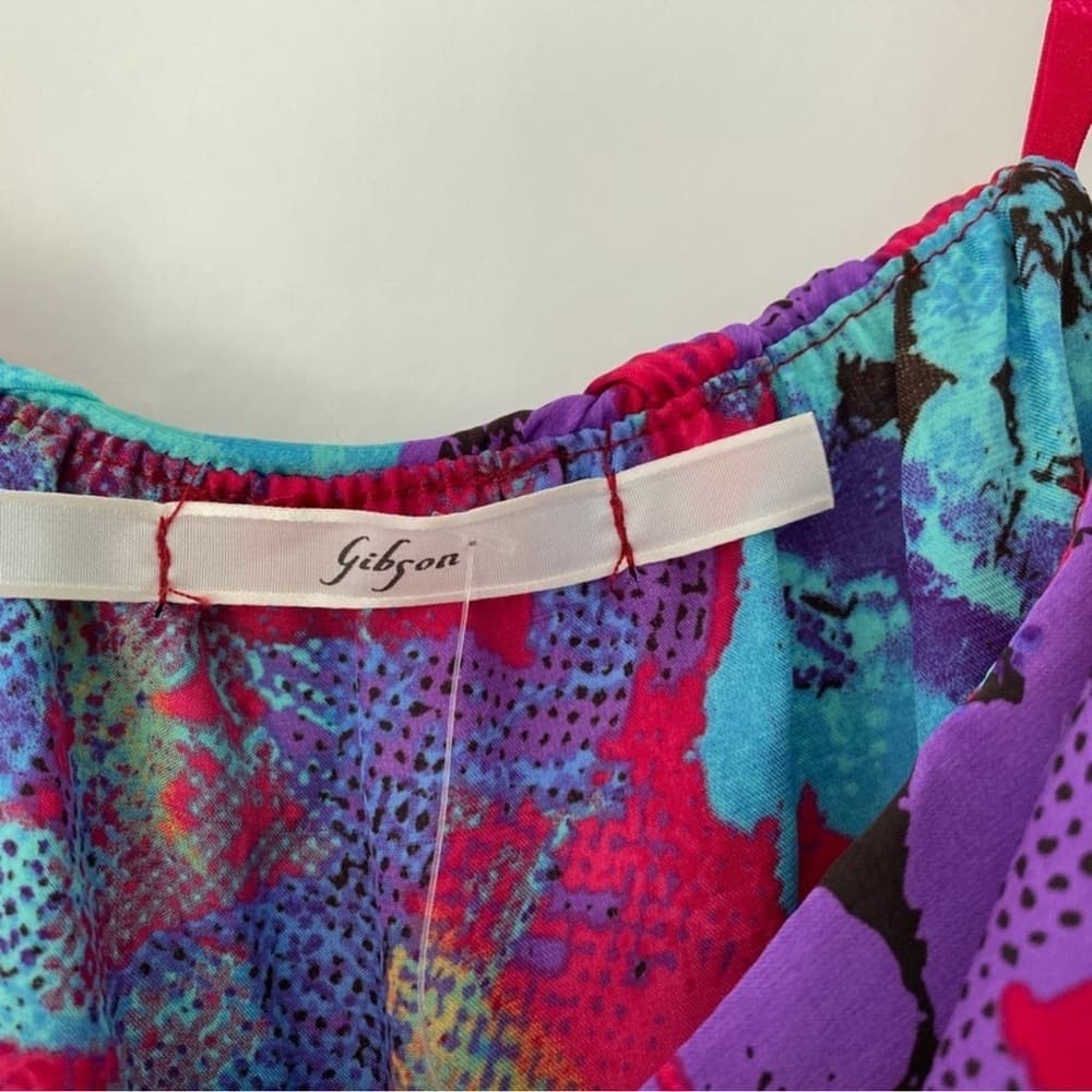 Gibson Floral Pink Shorts Romper Drawstring Waist & Adjustable Spaghetti Straps - Thumbnail 2