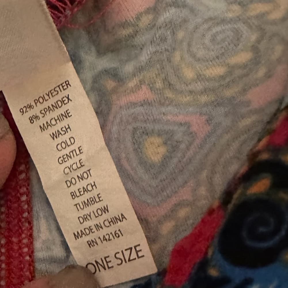 NWT LuLaRoe Blue Red Mandala Print Leggings One Size Kaleidoscope Boho Pattern - Thumbnail 7