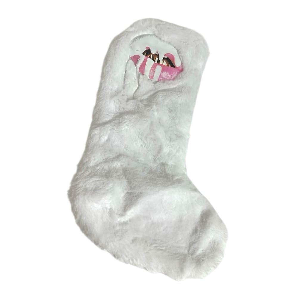 NEW Kylie Cosmetics White Faux Fur Christmas Stocking Pink Lips Limited Edition - Thumbnail 4
