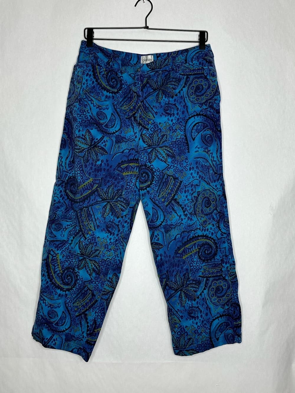 Chico’s Blue Paisley Crop Pants Size 2 (Large) Capri Boho Pants Resortwear - Thumbnail 5
