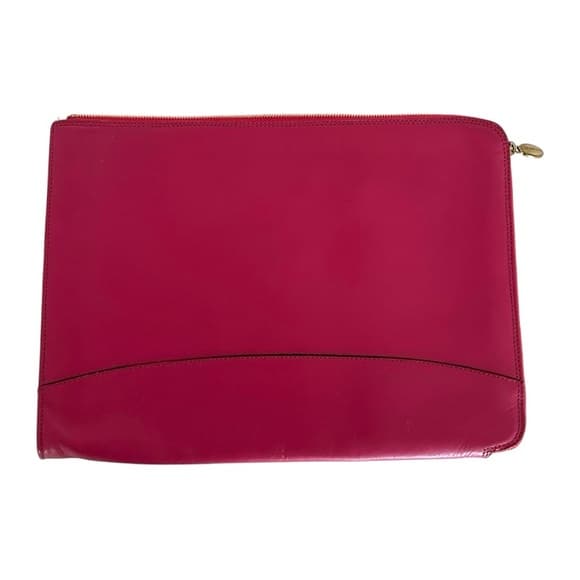 Levenger Magenta Leather Paper Folio Zipper Case Organizer with Pockets - Thumbnail 10