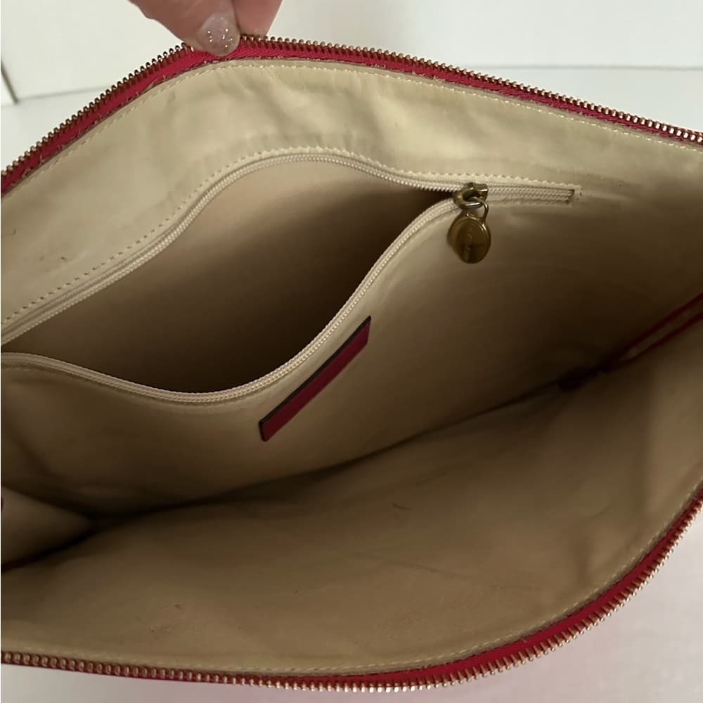 Levenger Magenta Leather Paper Folio Zipper Case Organizer with Pockets - Thumbnail 5