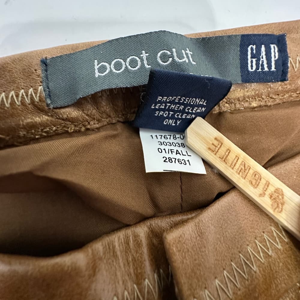 GAP Vintage Boot Cut Leather Pants 90s Real Leather Womens Size 4 Western - Thumbnail 7