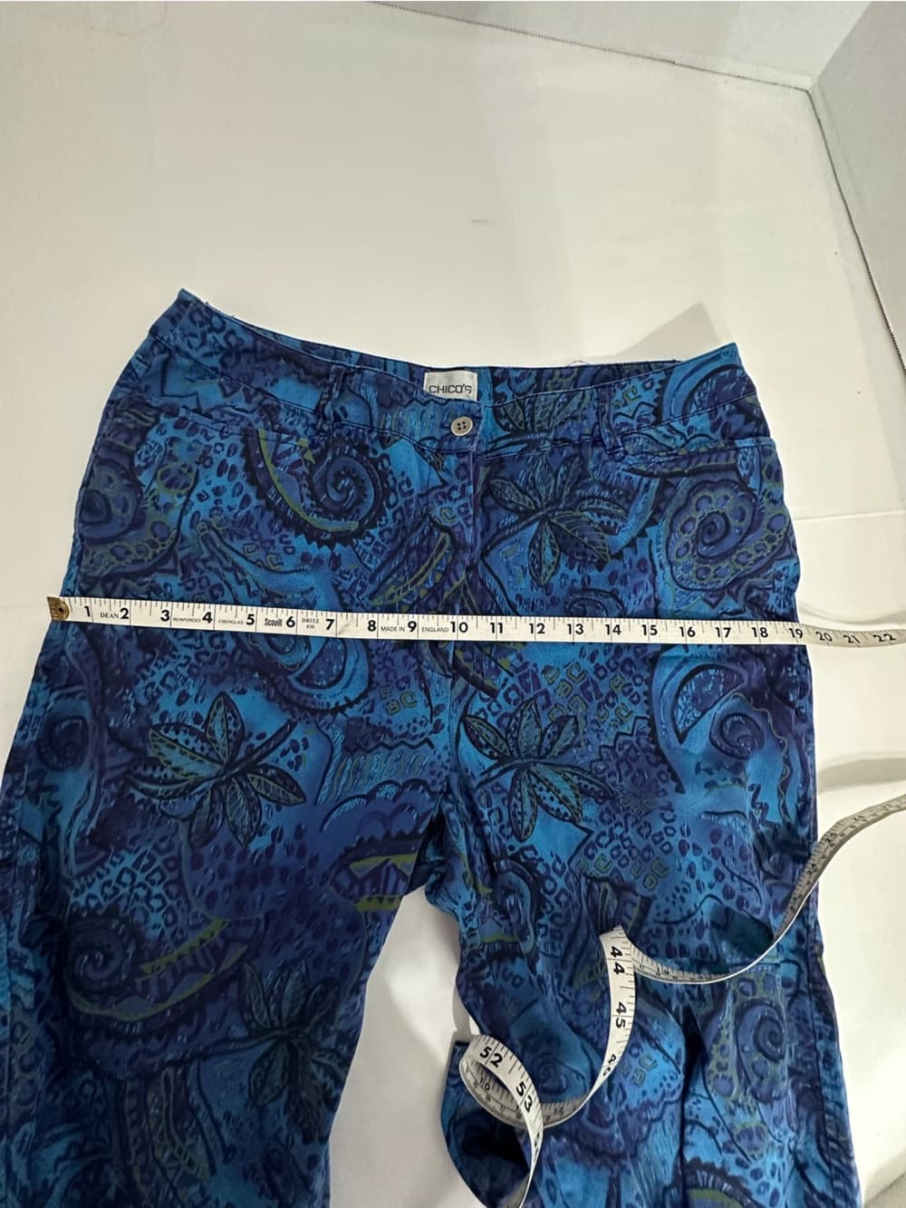 Chico’s Blue Paisley Crop Pants Size 2 (Large) Capri Boho Pants Resortwear - Thumbnail 10