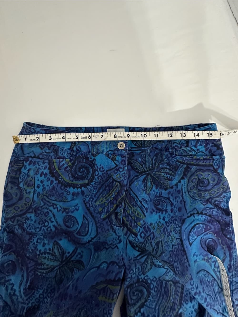 Chico’s Blue Paisley Crop Pants Size 2 (Large) Capri Boho Pants Resortwear - Thumbnail 8