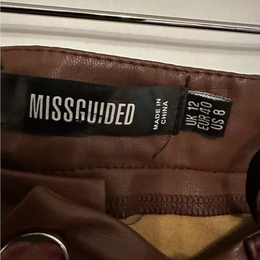 Missguided Faux Leather Pants Side Split Ankle in “Brown” Size 8 - Thumbnail 5