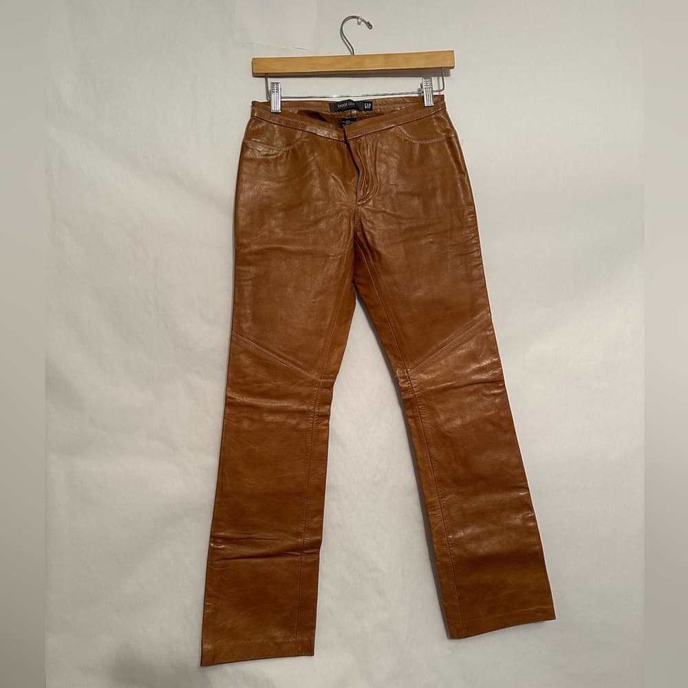 GAP Vintage Boot Cut Leather Pants 90s Real Leather Womens Size 4 Western - Thumbnail 2