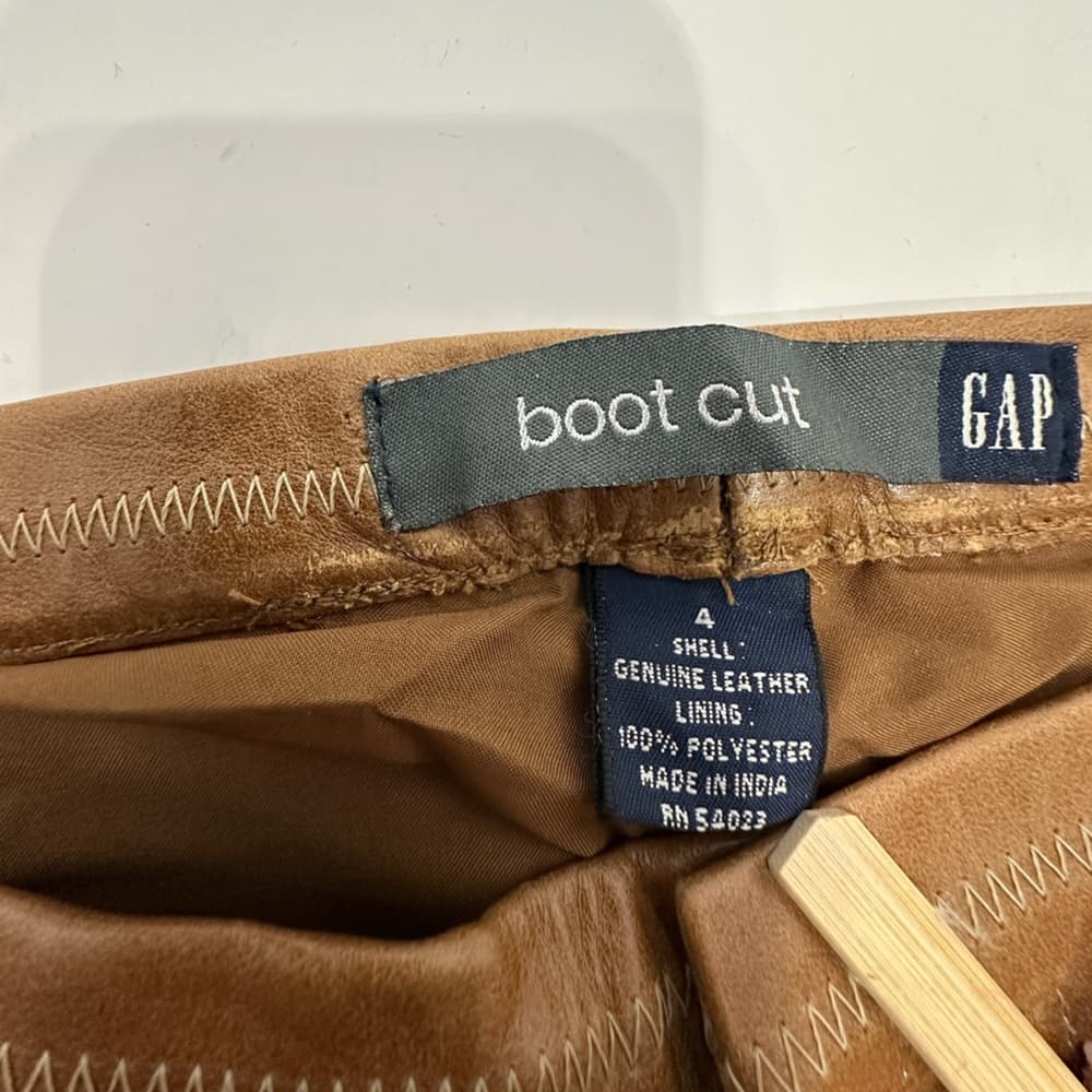 GAP Vintage Boot Cut Leather Pants 90s Real Leather Womens Size 4 Western - Thumbnail 6