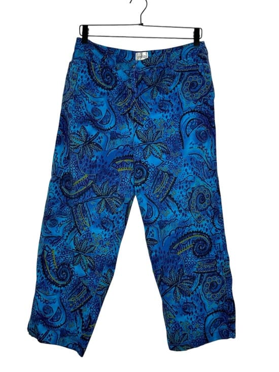 Chico’s Blue Paisley Crop Pants Size 2 (Large) Capri Boho Pants Resortwear - Thumbnail 17