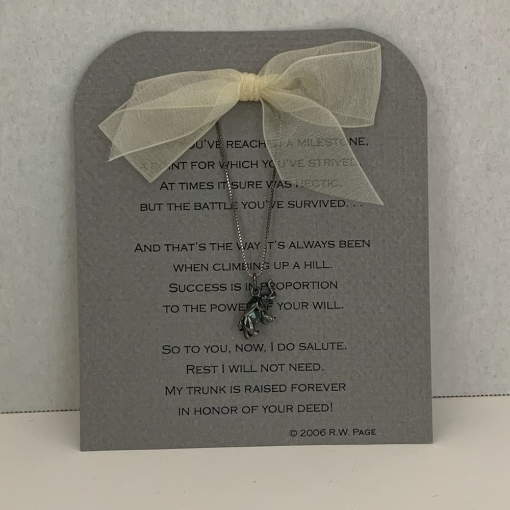 NWT Elephant Charm Necklace Milestone Saying Card Vintage Y2K Holiday Gift - Thumbnail 3