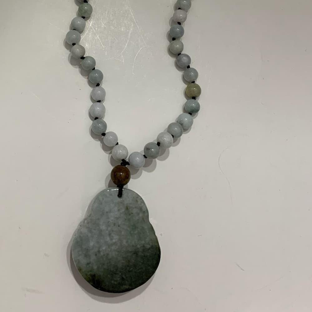 SJ Pearl Laughing Buddha Pendant Real Jade Necklace Adjustable Length NWOT - Thumbnail 5