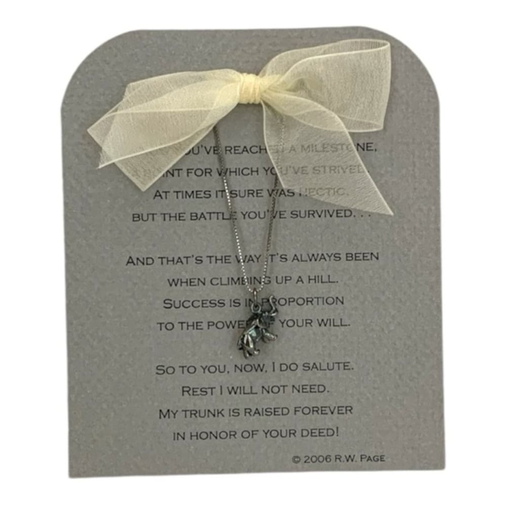 NWT Elephant Charm Necklace Milestone Saying Card Vintage Y2K Holiday Gift - Thumbnail 7