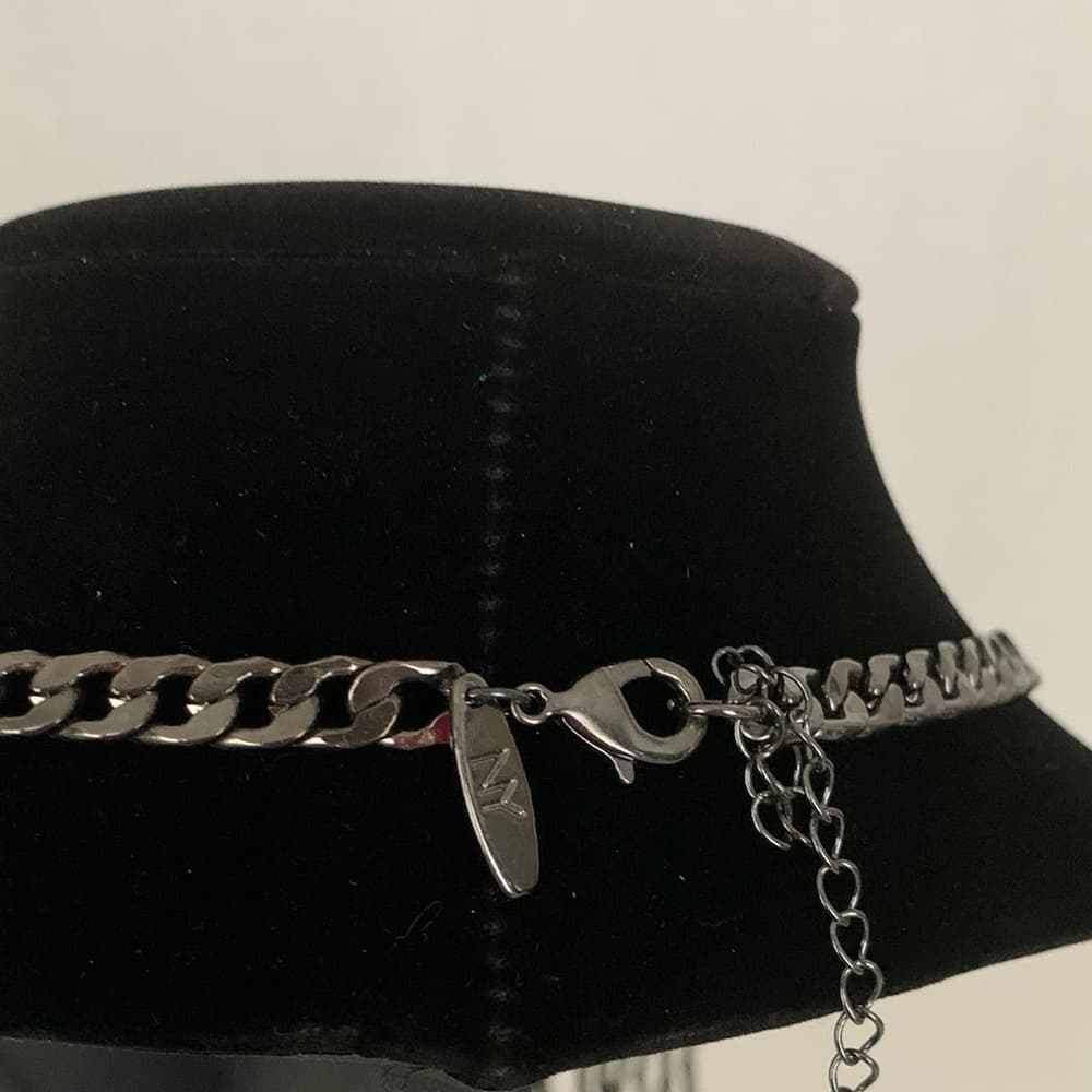 New York & Co Trendy Gunmetal Silver Tone Fringe Bib Statement Necklace Preowned - Thumbnail 6
