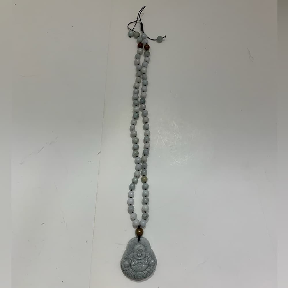 SJ Pearl Laughing Buddha Pendant Real Jade Necklace Adjustable Length NWOT - Thumbnail 4