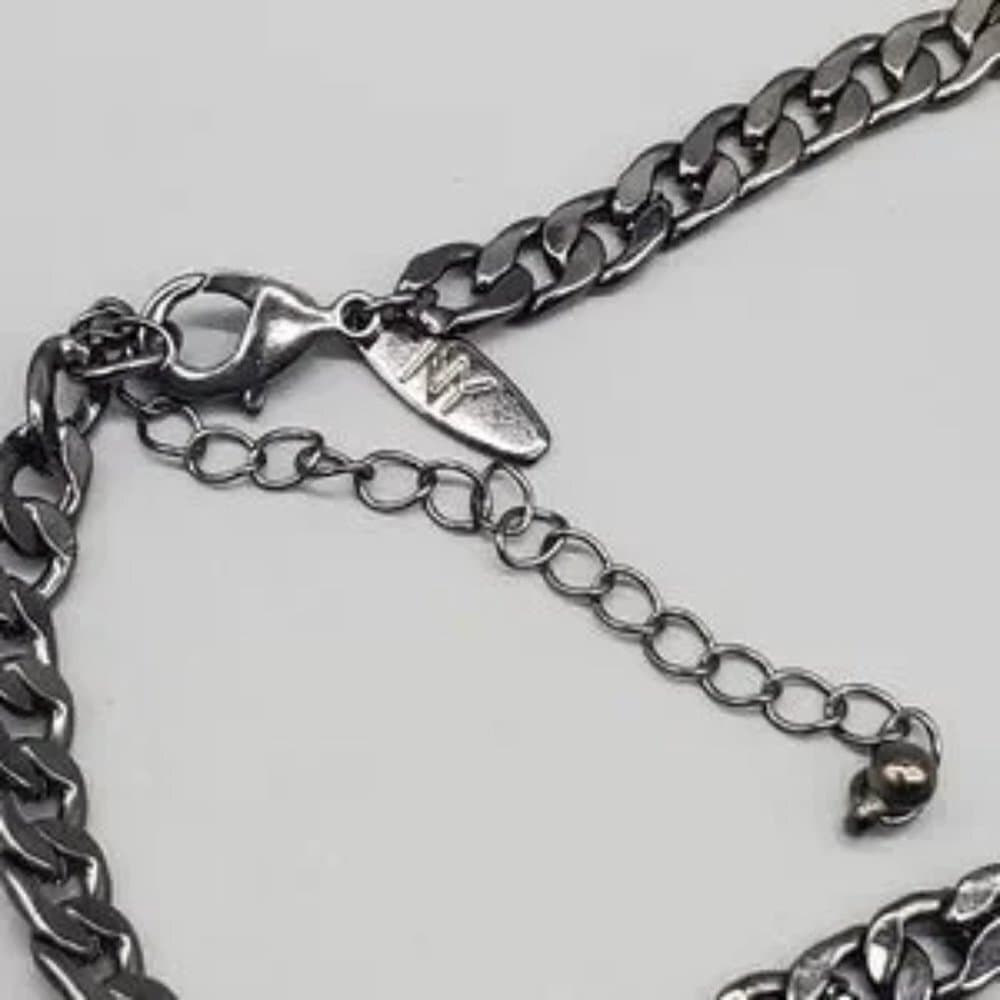 New York & Co Trendy Gunmetal Silver Tone Fringe Bib Statement Necklace Preowned - Thumbnail 12
