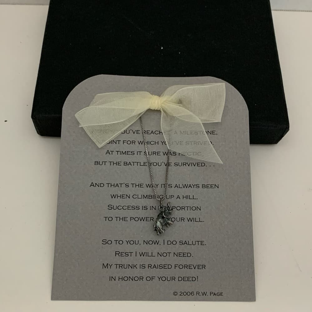 NWT Elephant Charm Necklace Milestone Saying Card Vintage Y2K Holiday Gift - Thumbnail 6