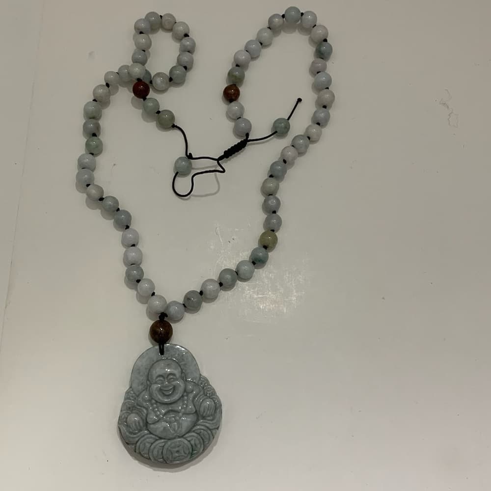 SJ Pearl Laughing Buddha Pendant Real Jade Necklace Adjustable Length NWOT - Thumbnail 3