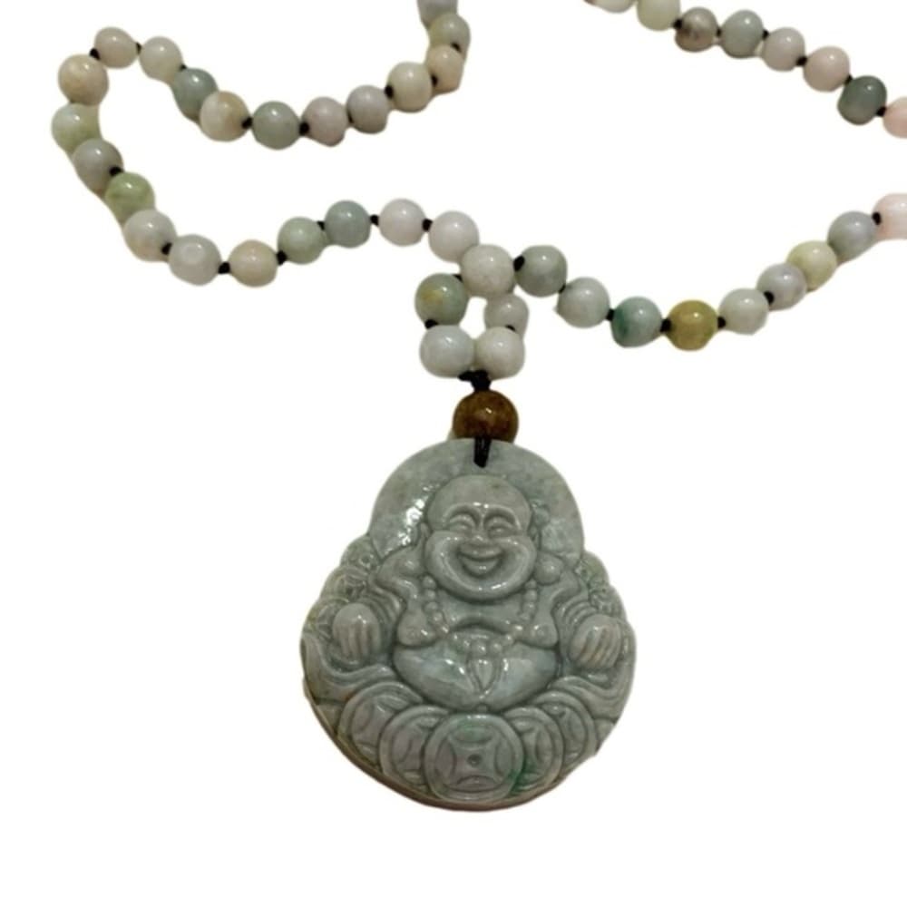 SJ Pearl Laughing Buddha Pendant Real Jade Necklace Adjustable Length NWOT - Thumbnail 8