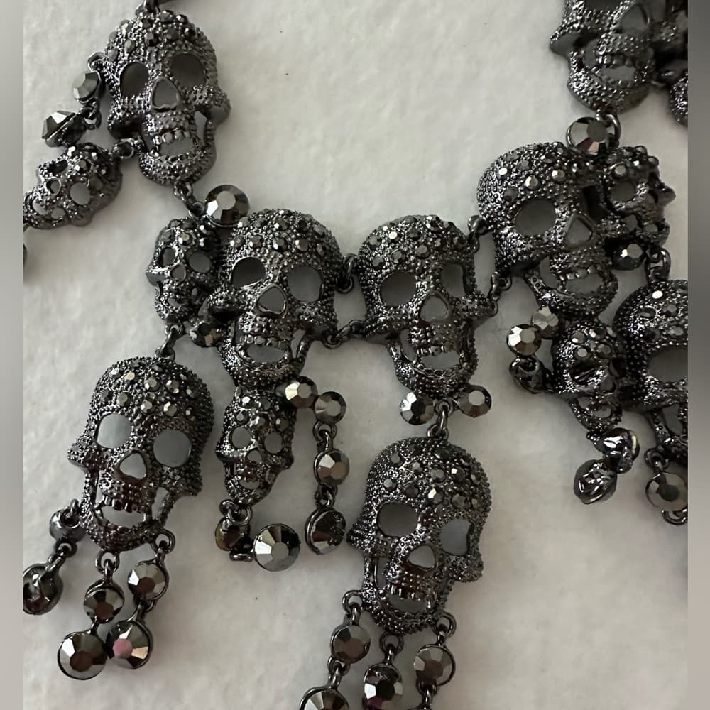 NWT Natasha Multi - Skull Statement Necklace Halloween Goth Punk Emo