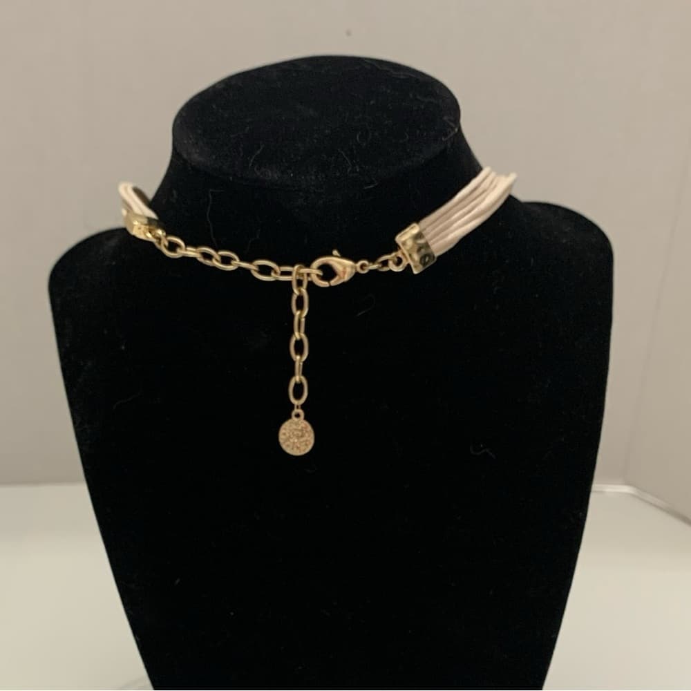 Gold Tone Statement Teardrop Disc Necklace Multi Strand Vintage Y2K Whimsigoth - Thumbnail 4