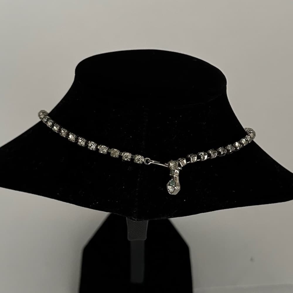 Vintage Silver Rhinestone Chandelier Necklace Old Hollywood Statement Jewelry - Thumbnail 3