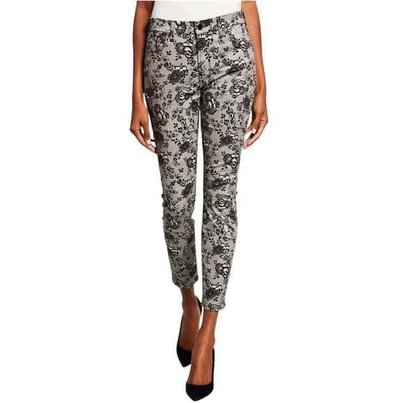Jen7 7 for All Mankind Lace Noir Print Mid-Rise Ankle Skinny Jeans Floral Size 4 - Thumbnail 17