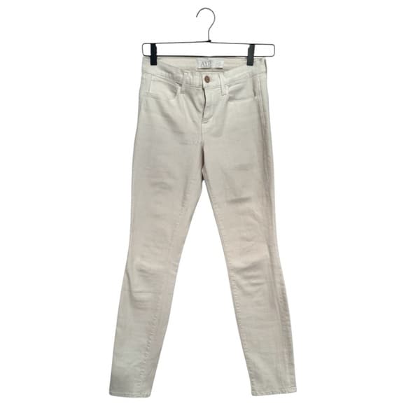 AYR X Anthropologie “The Skinny” Stretch Jeans - Beige Cream Denim Size 26 x 28 - Thumbnail 9