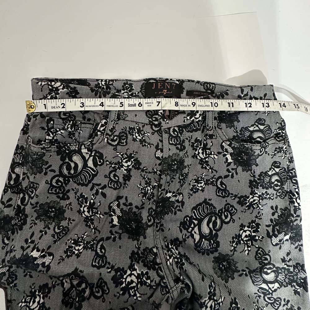 Jen7 7 for All Mankind Lace Noir Print Mid-Rise Ankle Skinny Jeans Floral Size 4 - Thumbnail 8