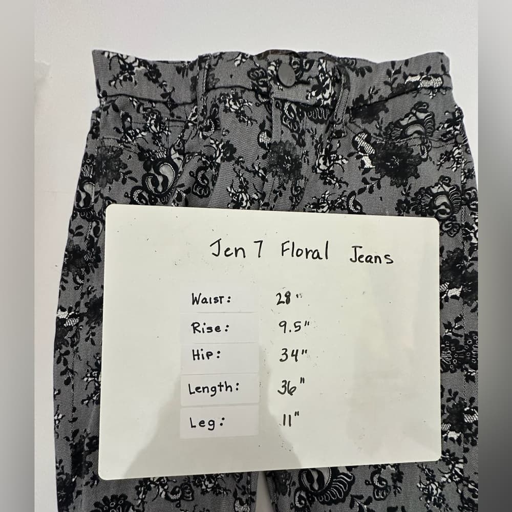 Jen7 7 for All Mankind Lace Noir Print Mid-Rise Ankle Skinny Jeans Floral Size 4 - Thumbnail 14