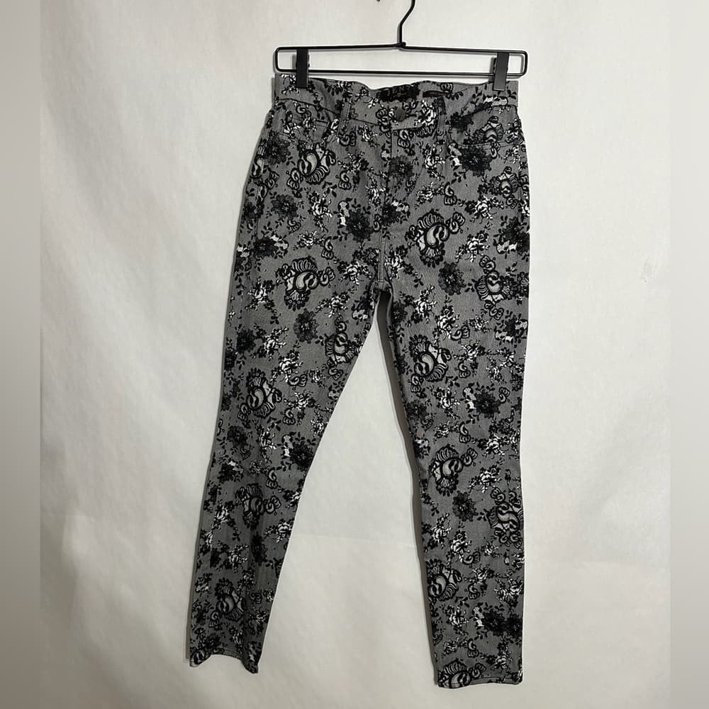 Jen7 7 for All Mankind Lace Noir Print Mid-Rise Ankle Skinny Jeans Floral Size 4 - Thumbnail 2