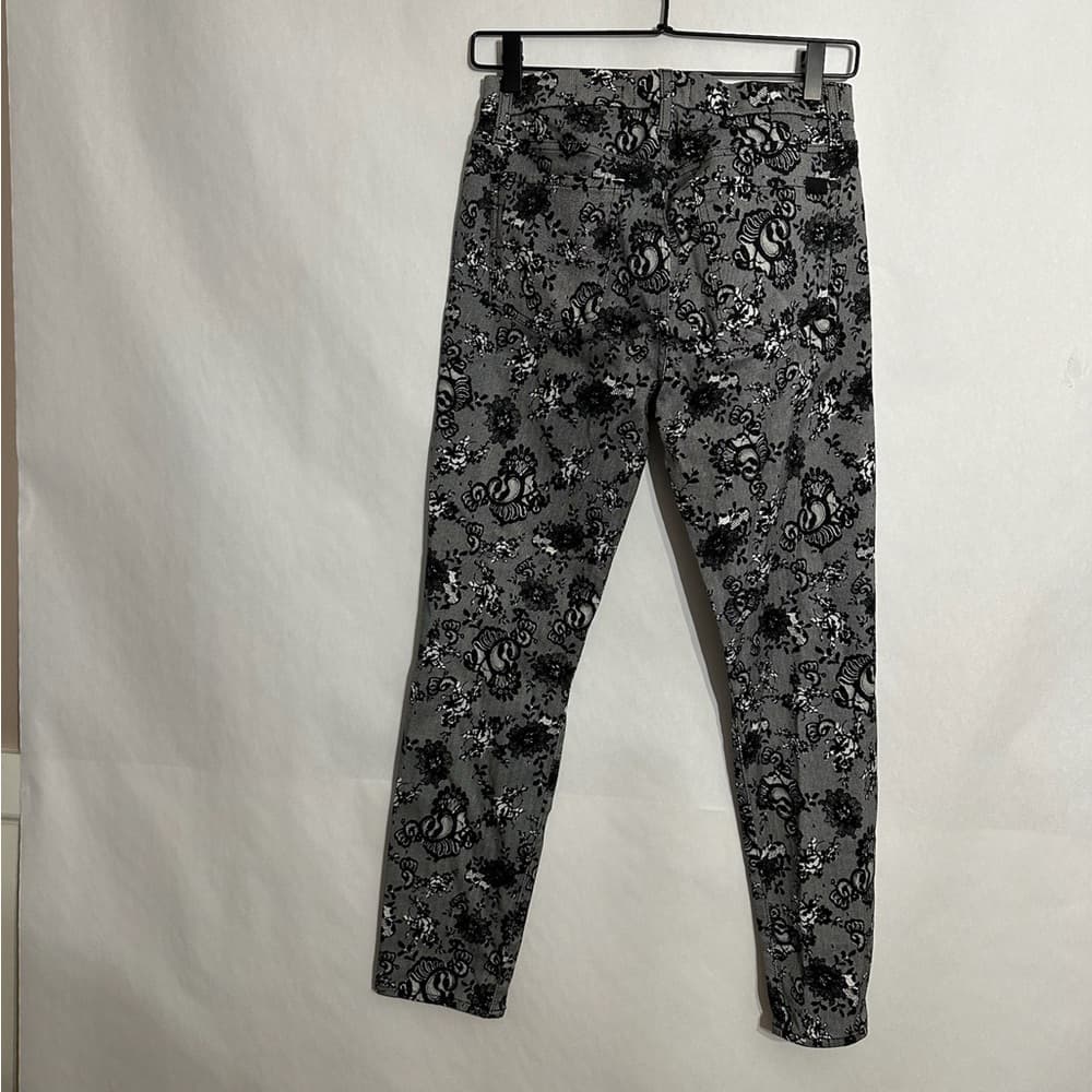Jen7 7 for All Mankind Lace Noir Print Mid-Rise Ankle Skinny Jeans Floral Size 4 - Thumbnail 4