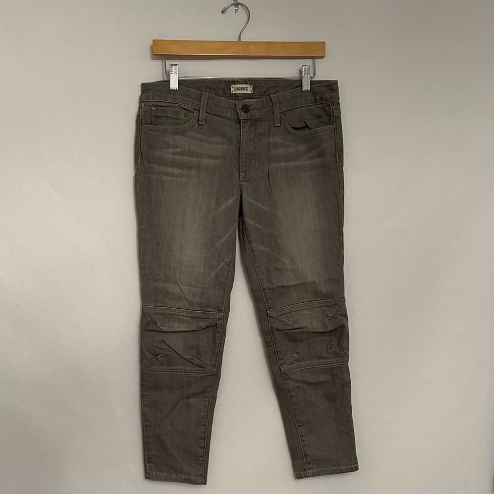 L’AGENCE Skinny Utility Jean Gray with Knee Stitching Sample Model Size 27 Denim