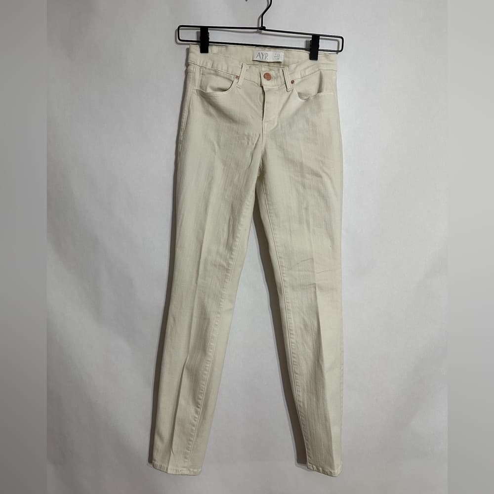 AYR X Anthropologie “The Skinny” Stretch Jeans - Beige Cream Denim Size 26 x 28