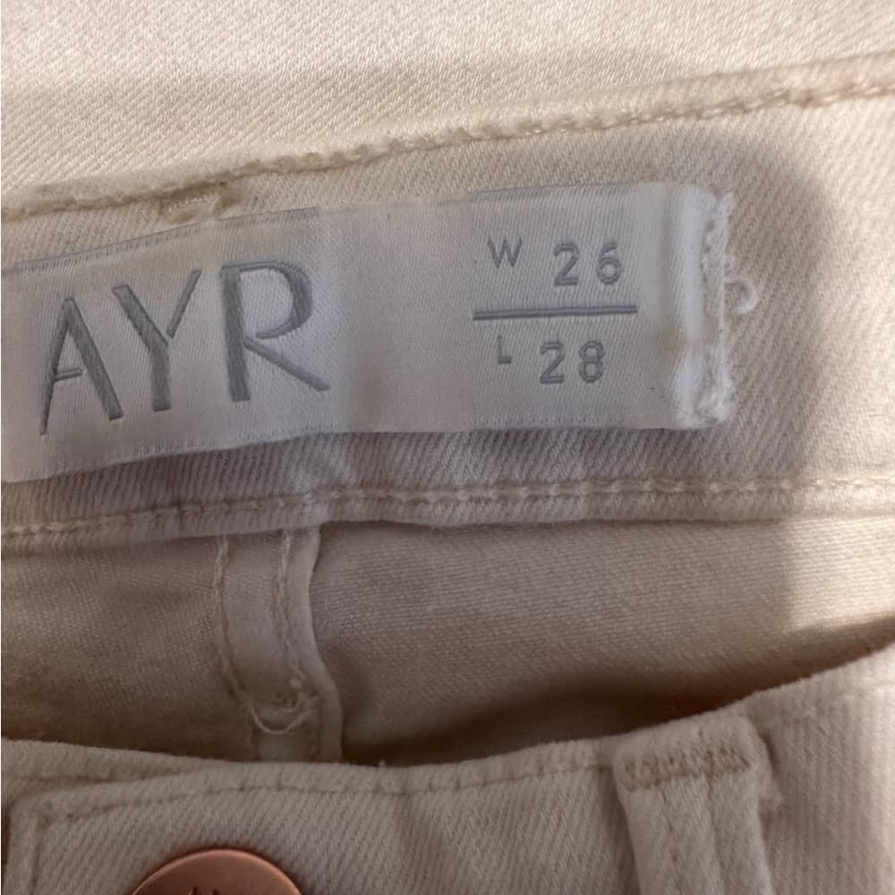 AYR X Anthropologie “The Skinny” Stretch Jeans - Beige Cream Denim Size 26 x 28 - Thumbnail 4