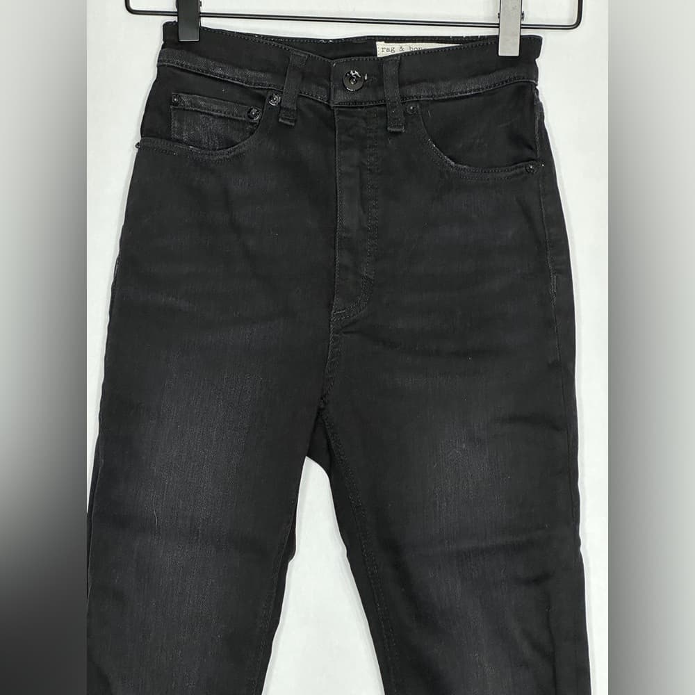 rag & bone Black Mid-Rise Ankle Skinny Jeans Jardine Cut Raw Hem Size 24 Denim - Thumbnail 2