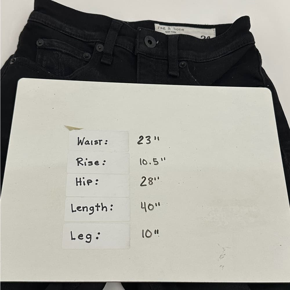 rag & bone Black Mid-Rise Ankle Skinny Jeans Jardine Cut Raw Hem Size 24 Denim - Thumbnail 15