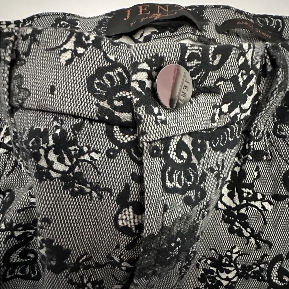 Jen7 7 for All Mankind Lace Noir Print Mid-Rise Ankle Skinny Jeans Floral Size 4 - Thumbnail 13