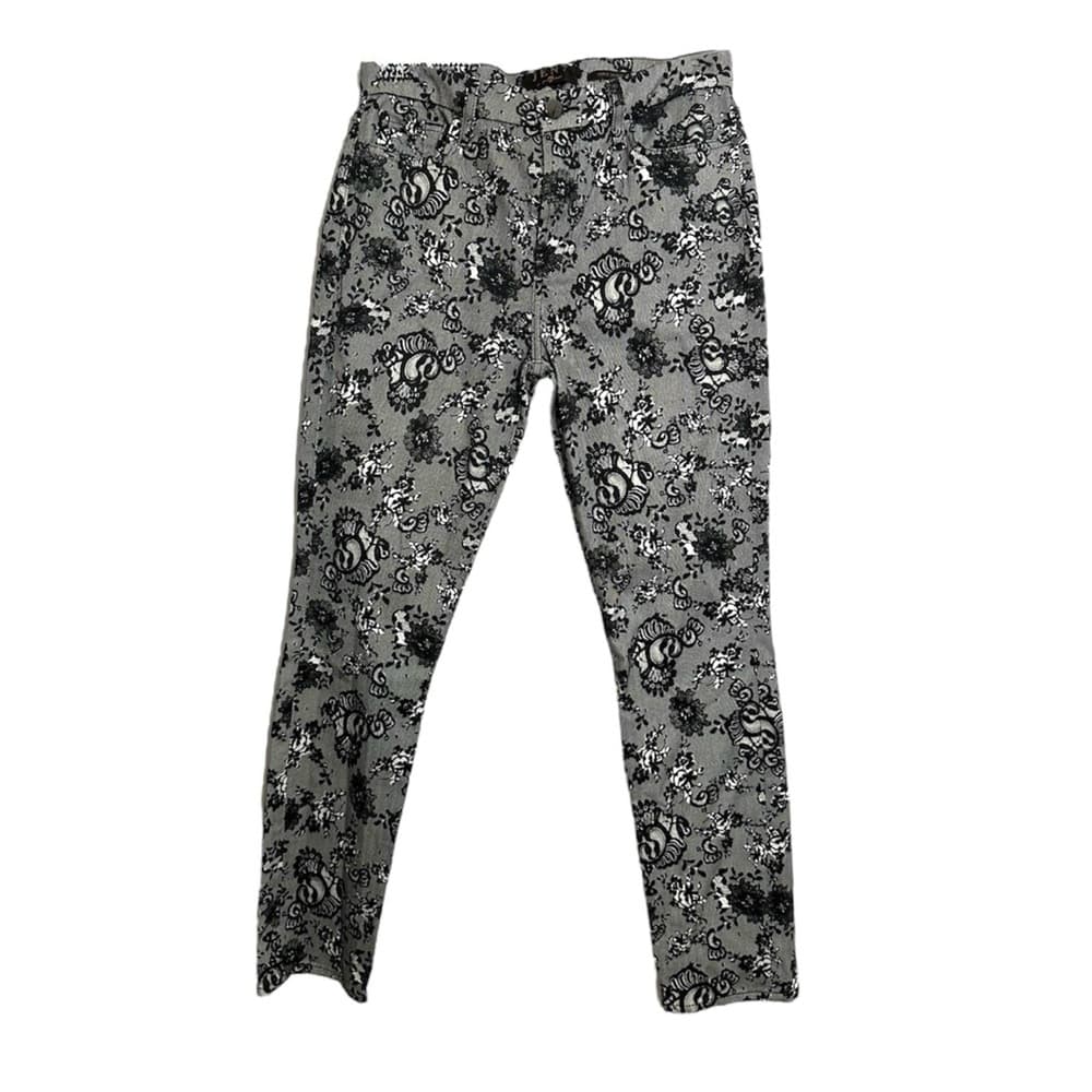 Jen7 7 for All Mankind Lace Noir Print Mid-Rise Ankle Skinny Jeans Floral Size 4