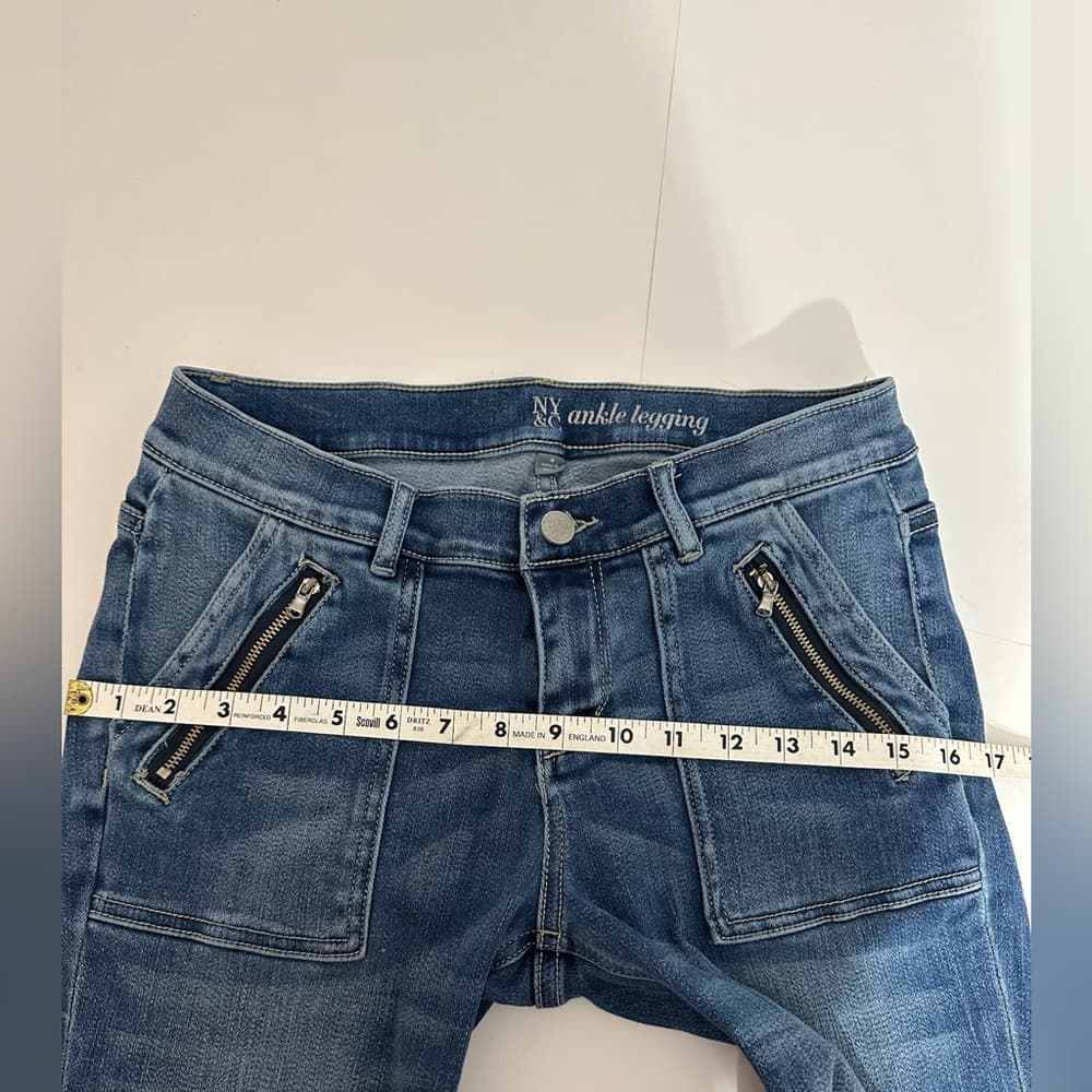 New York & Company Denim Ankle Leggings with Zipper Accent Pockets Size 4 - Thumbnail 12