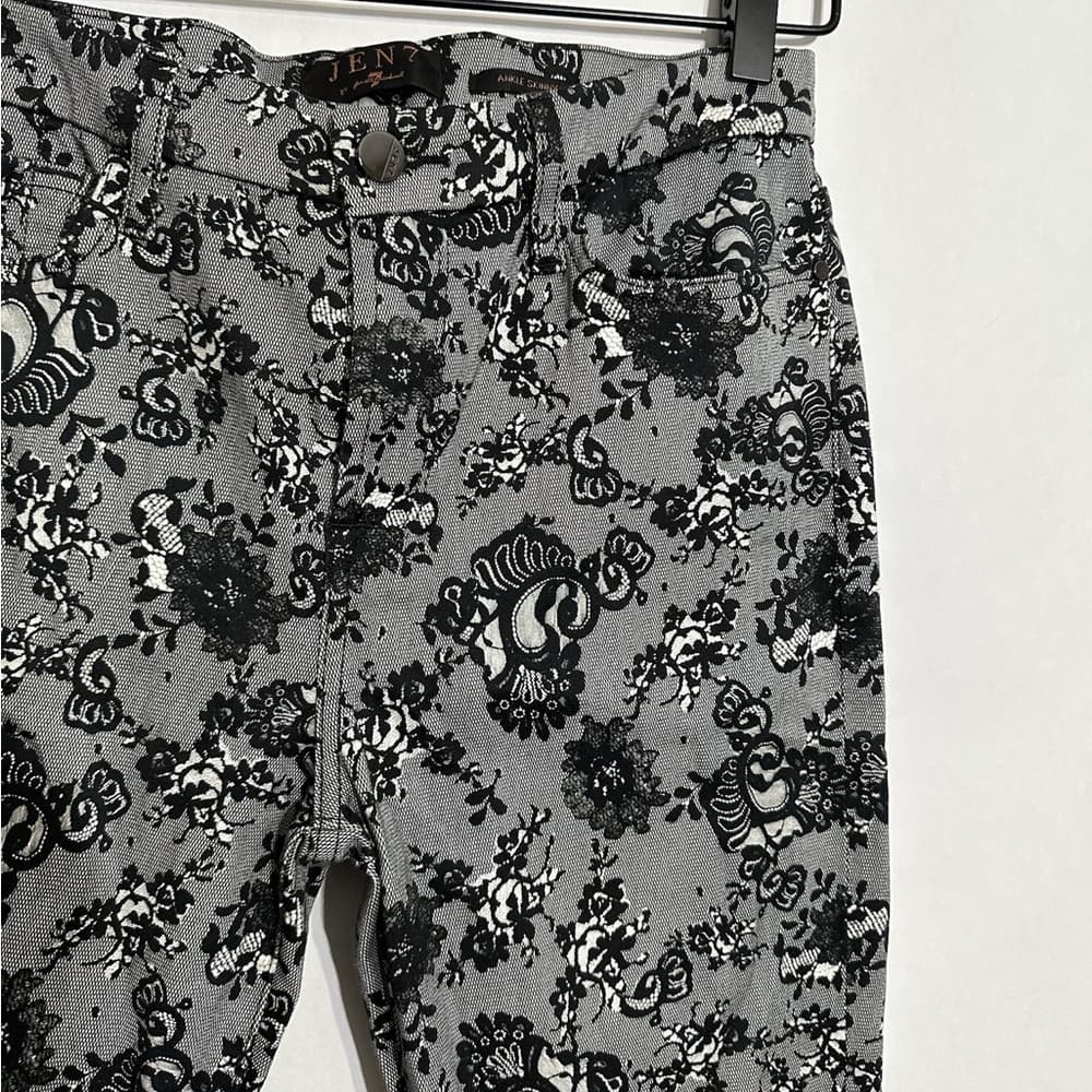 Jen7 7 for All Mankind Lace Noir Print Mid-Rise Ankle Skinny Jeans Floral Size 4 - Thumbnail 3