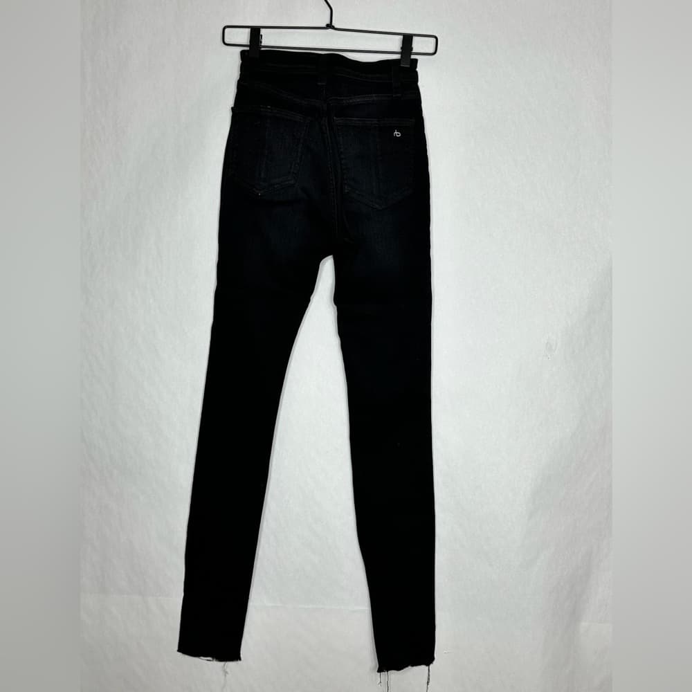 rag & bone Black Mid-Rise Ankle Skinny Jeans Jardine Cut Raw Hem Size 24 Denim - Thumbnail 4