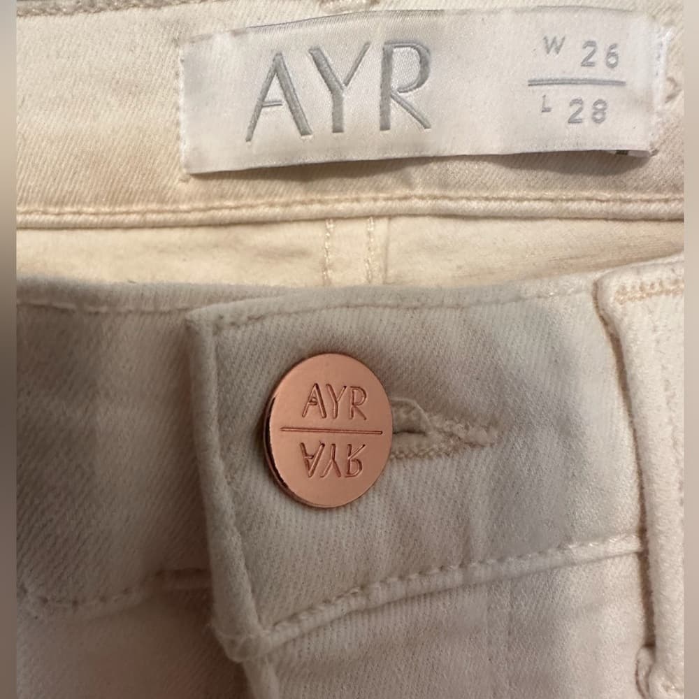 AYR X Anthropologie “The Skinny” Stretch Jeans - Beige Cream Denim Size 26 x 28 - Thumbnail 7