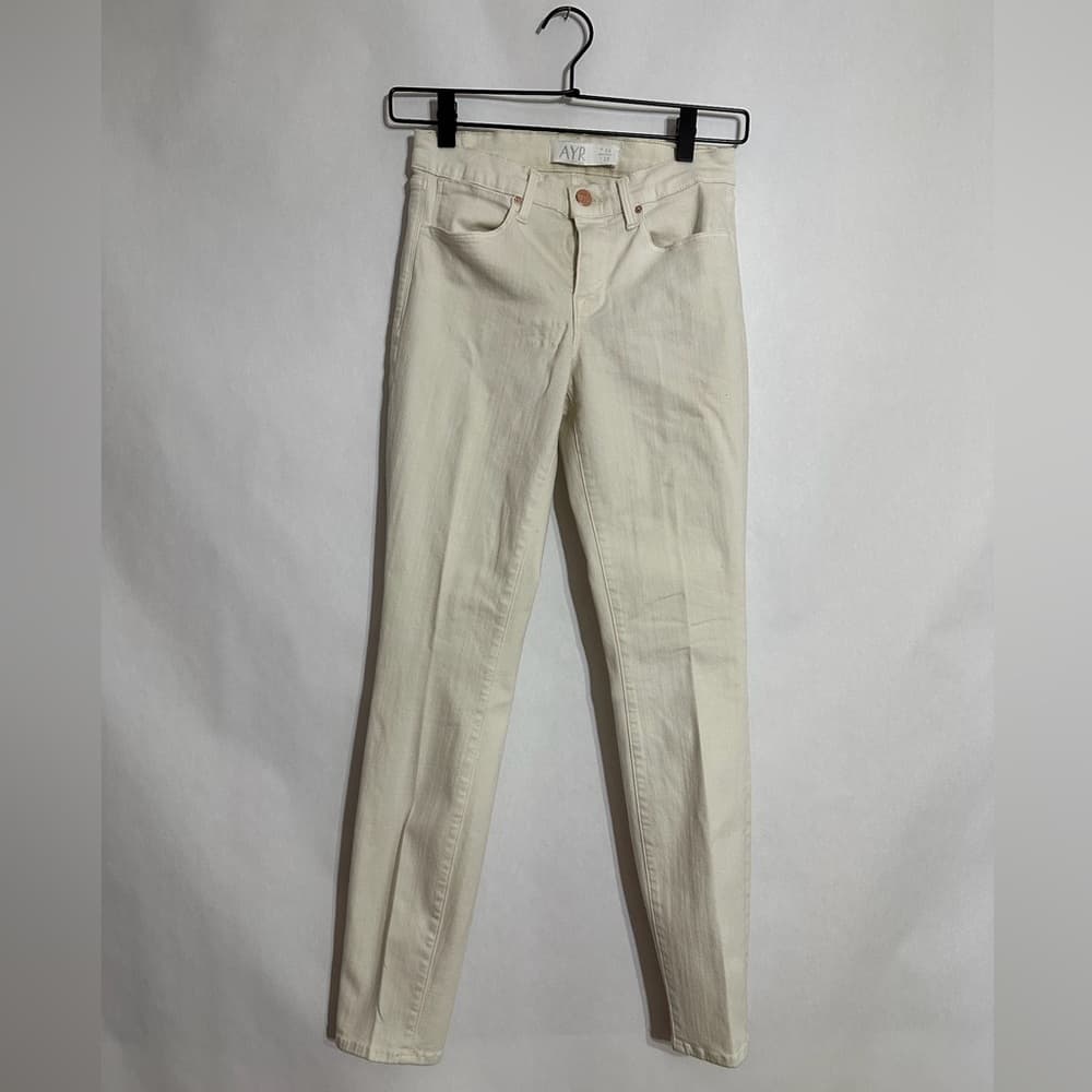 AYR X Anthropologie “The Skinny” Stretch Jeans - Beige Cream Denim Size 26 x 28 - Thumbnail 2