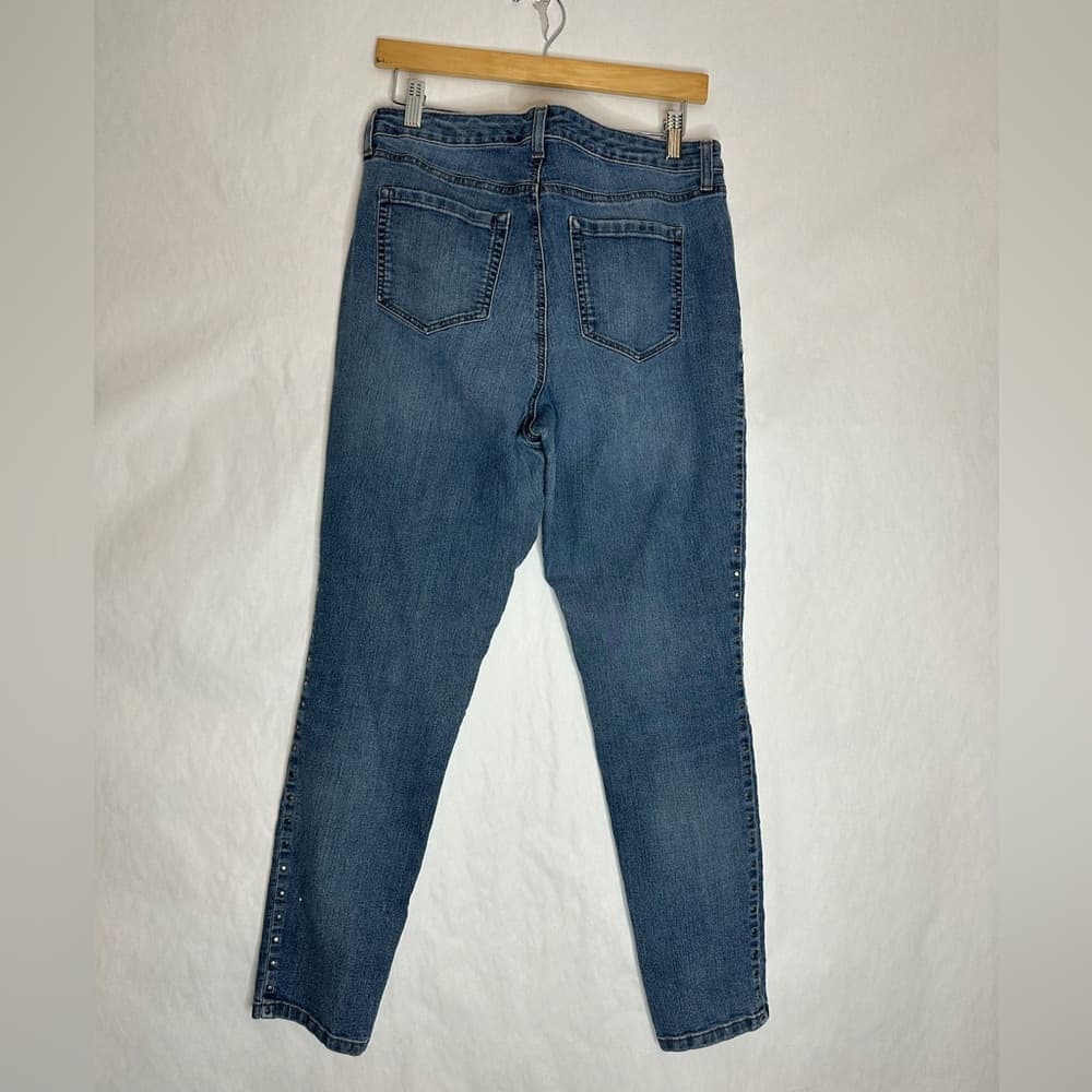 Style & Co Studded Sides Denim Jeans Curvy Skinny Leg Blue Size 12 - Thumbnail 5